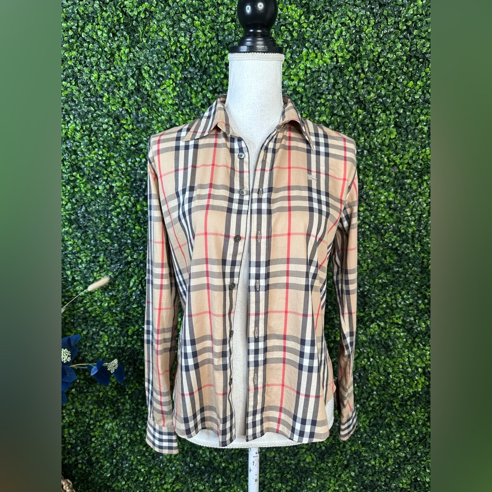 Authentic Burberry Nova Check Button Down Long Sl… - image 1